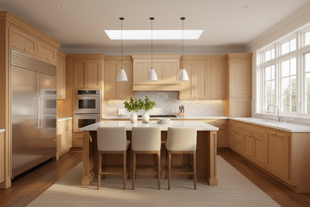 Upscale kitchen with integrated KitchenAid appliances